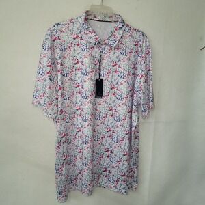 MAELREG Performance Polo Shirt 3XL White Splatter Wicking Sun Smart Stretch Golf